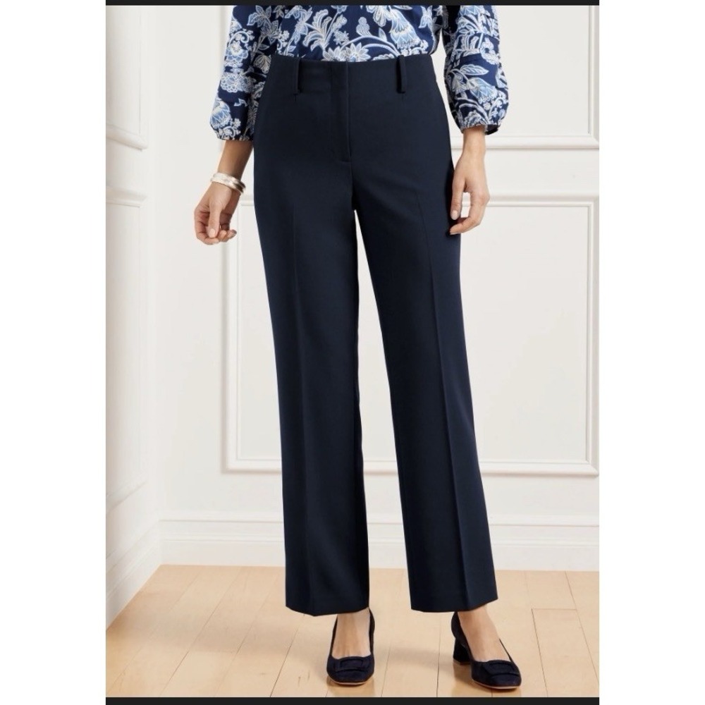 Talbots Womens Hampshire Straight Leg Pants Black‎ Size 12 #368